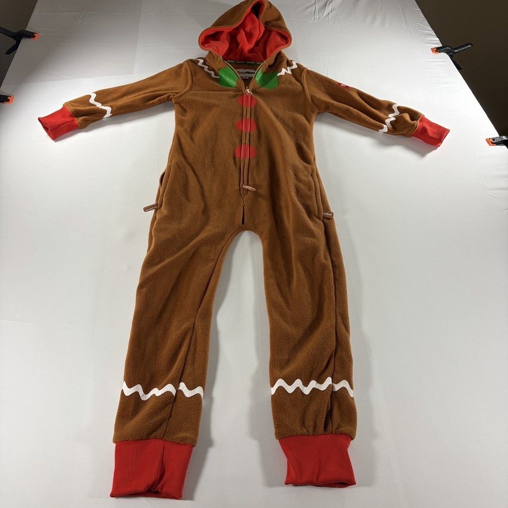 Tipsy Elves Kids Gingerbread Man One Piece Jumpsuit Youth M 8 Christmas Pajamas